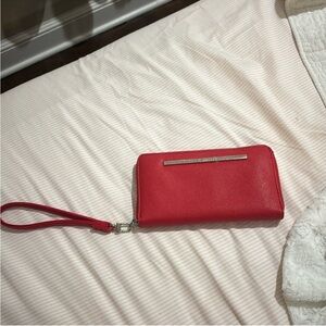 Red Leather Wristlet Wallet